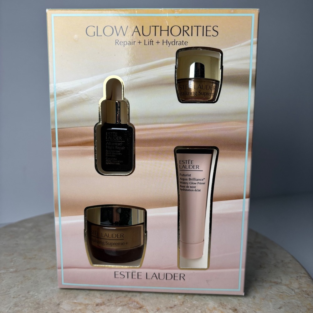 Estee Lauder Glow Authorities Skincare Set 4-Piece Repair‎ Lift Hydrate New Box
